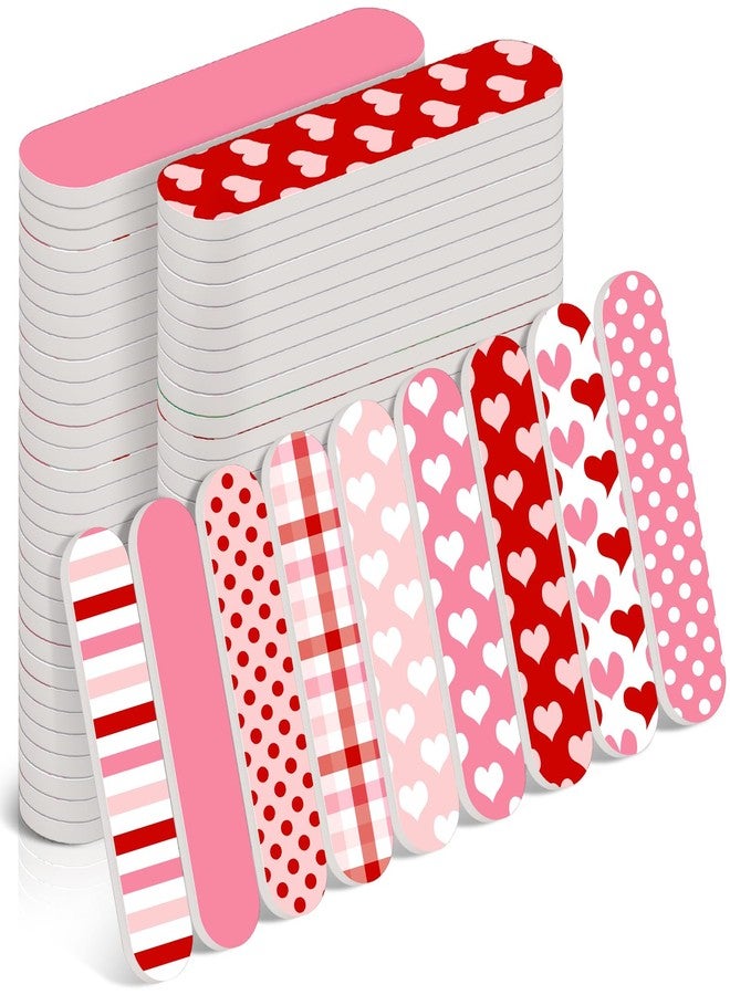 Lanties 45 Pack Valentines Nail Files Gifts Bulk Pink Red Nail Files Emery Boards Bulk Valentines Party Favors Stocking Stuffers Women Customers Coworkers Staff(3.5 x 0.75 Inches,Stylish) - Image 1